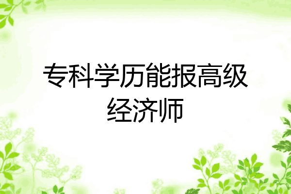 专科学历能报高级经济师