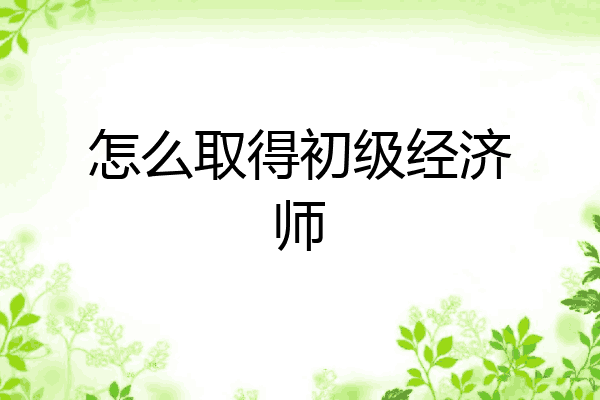 怎么取得初级经济师