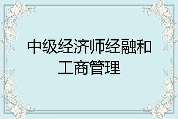 中级经济师经融和工商管理