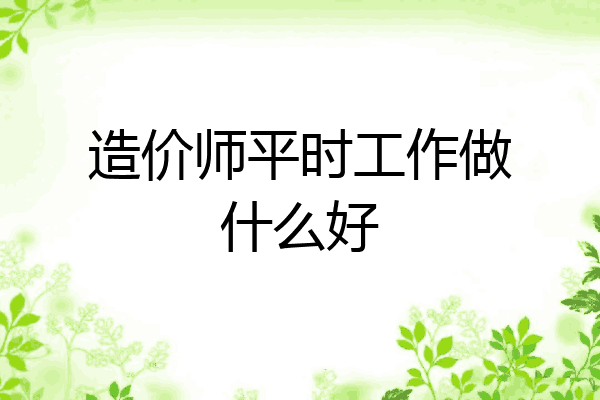 造价师平时工作做什么好