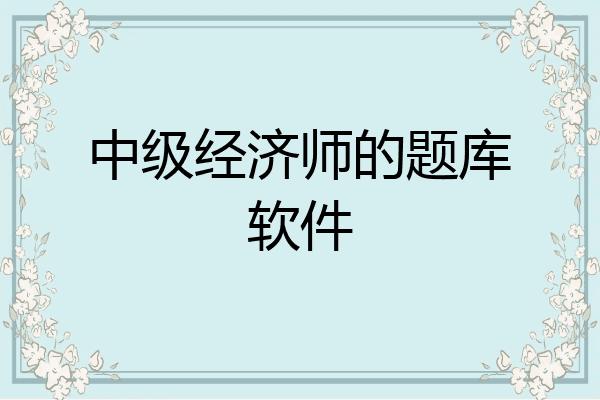 中级经济师的题库软件