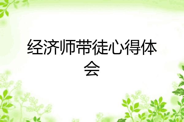经济师带徒心得体会