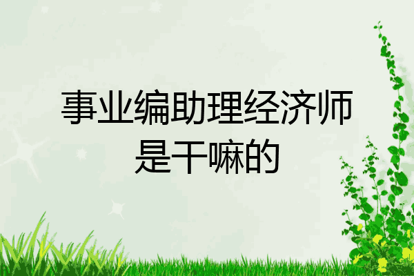 事业编助理经济师是干嘛的