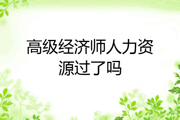 高级经济师人力资源过了吗