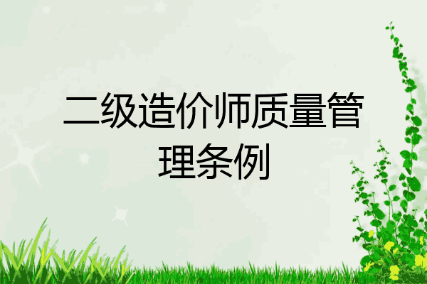 二级造价师质量管理条例