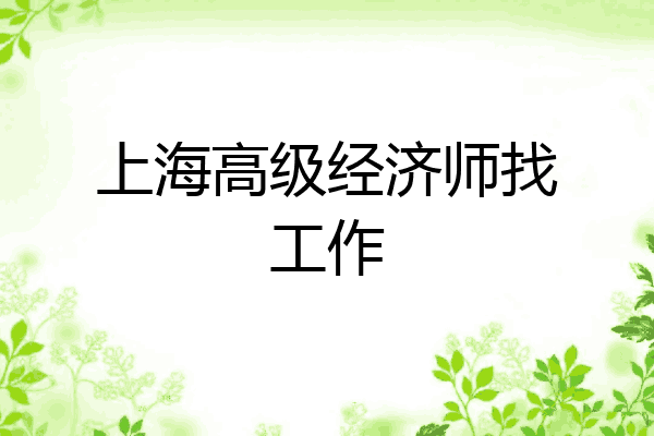 上海高级经济师找工作