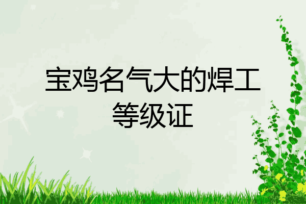 宝鸡名气大的焊工等级证