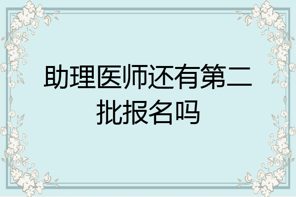 助理医师还有第二批报名吗