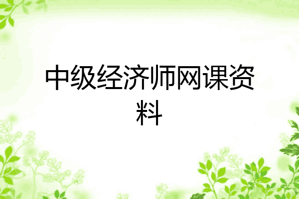 中级经济师网课资料