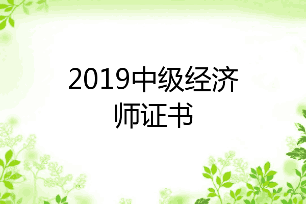 2019中级经济师证书