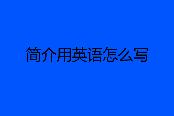 简介用英语怎么写
