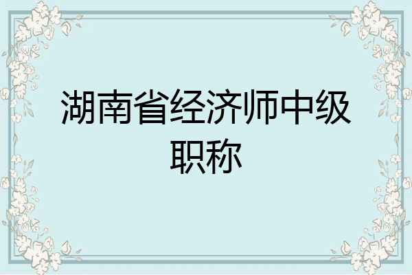 湖南省经济师中级职称