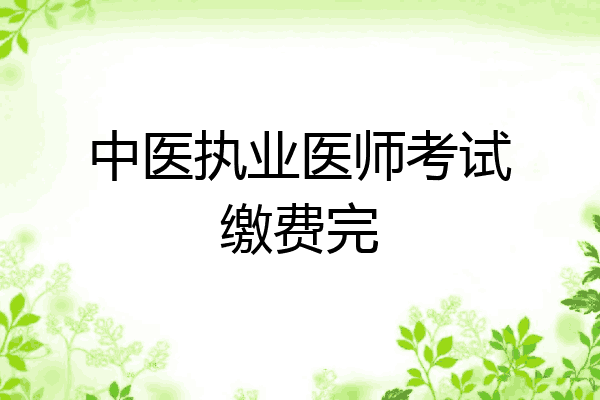 中医执业医师考试缴费完