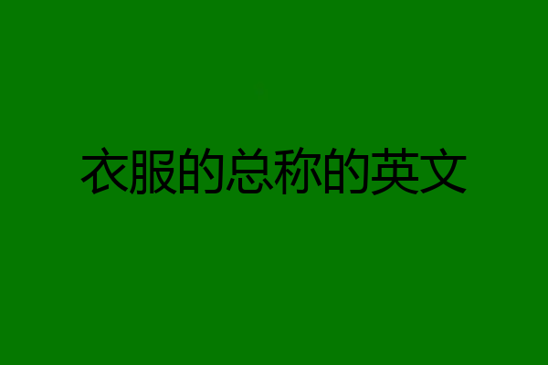 衣服的总称的英文