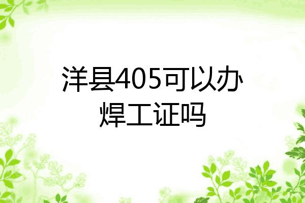 洋县405可以办焊工证吗