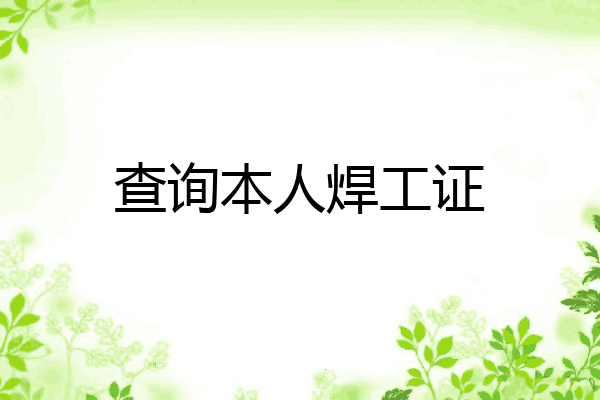 查询本人焊工证