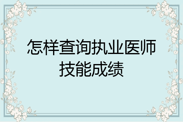 怎样查询执业医师技能成绩