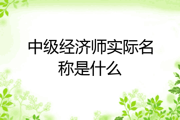中级经济师实际名称是什么
