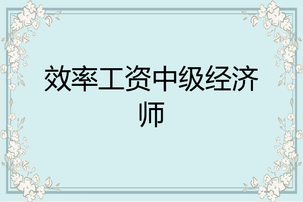 效率工资中级经济师