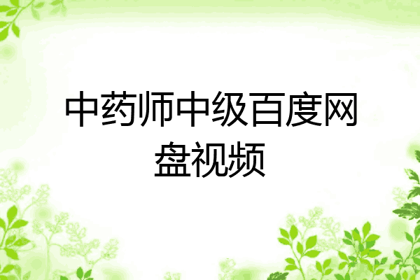 中药师中级百度网盘视频