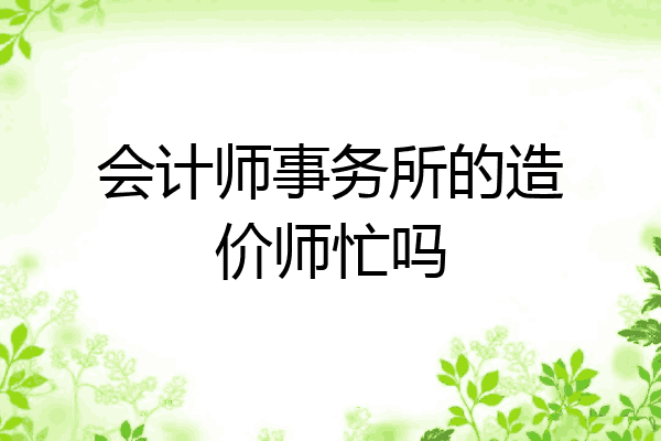 会计师事务所的造价师忙吗