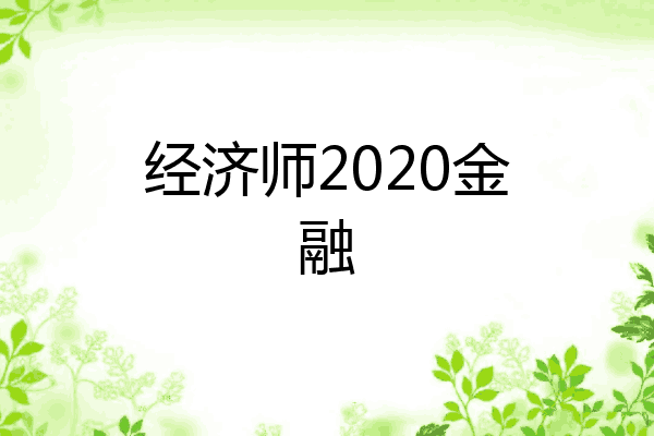 经济师2020金融