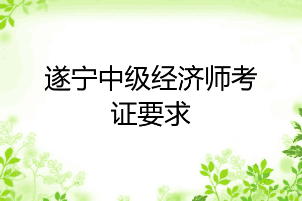 遂宁中级经济师考证要求
