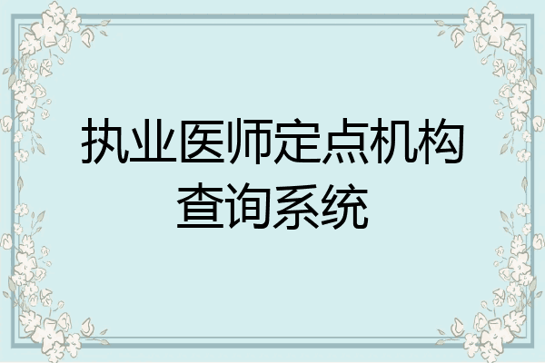 执业医师定点机构查询系统