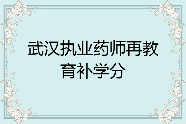 武汉执业药师再教育补学分