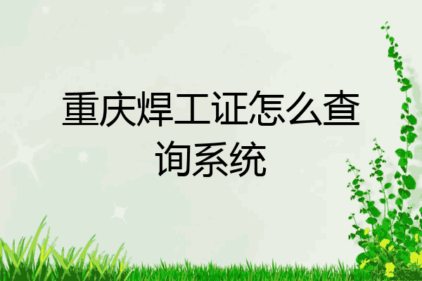 重庆焊工证怎么查询系统