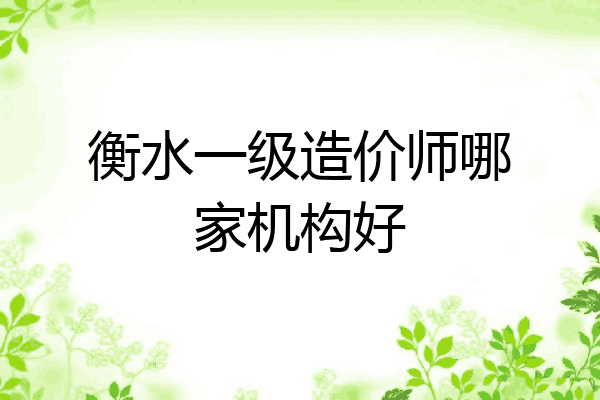 衡水一级造价师哪家机构好