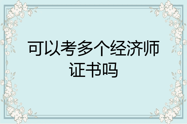 可以考多个经济师证书吗