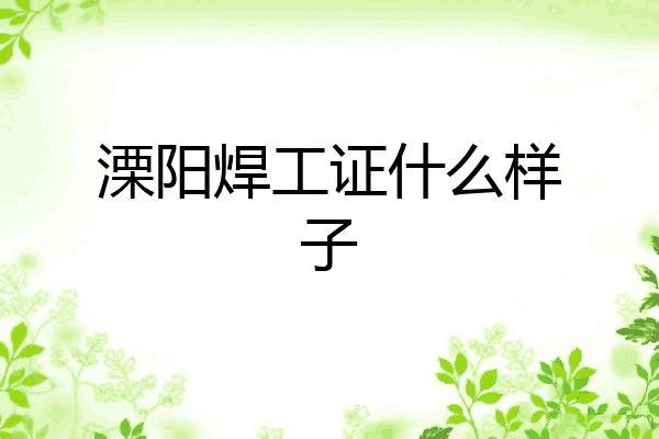 溧阳焊工证什么样子