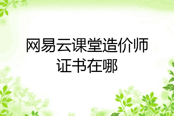 网易云课堂造价师证书在哪