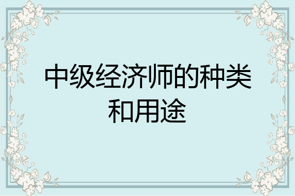 中级经济师的种类和用途