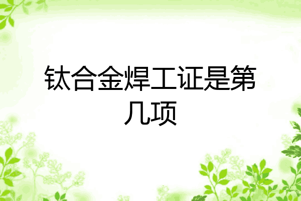 钛合金焊工证是第几项