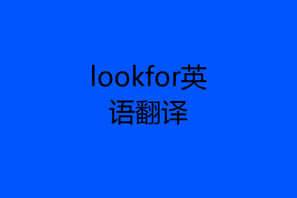 lookfor英语翻译
