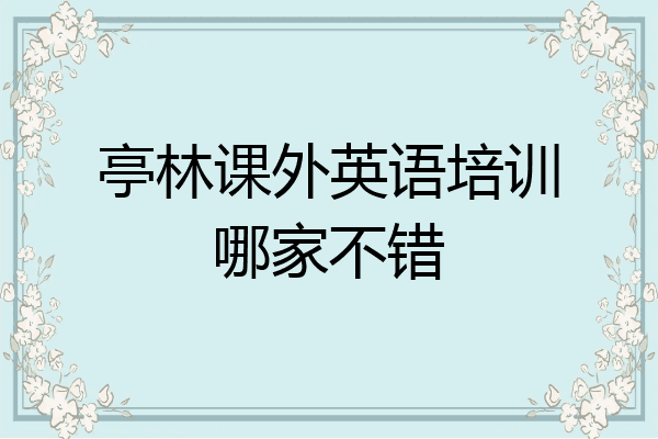 亭林课外英语培训哪家不错