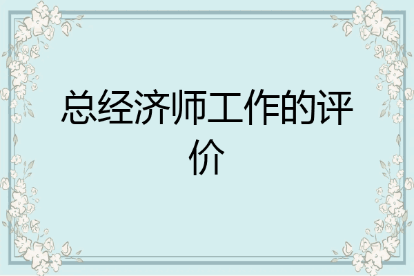 总经济师工作的评价