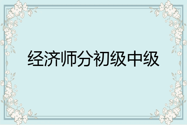 经济师分初级中级