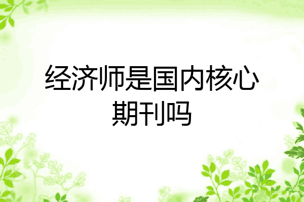 经济师是国内核心期刊吗