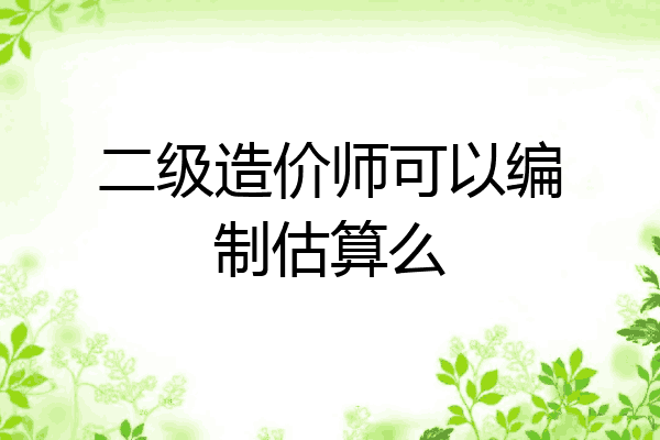 二级造价师可以编制估算么