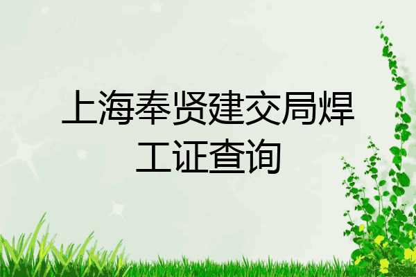上海奉贤建交局焊工证查询