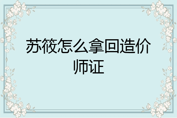 苏筱怎么拿回造价师证