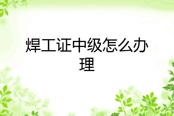 焊工证中级怎么办理