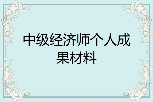中级经济师个人成果材料