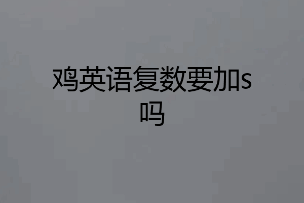 鸡英语复数要加s吗