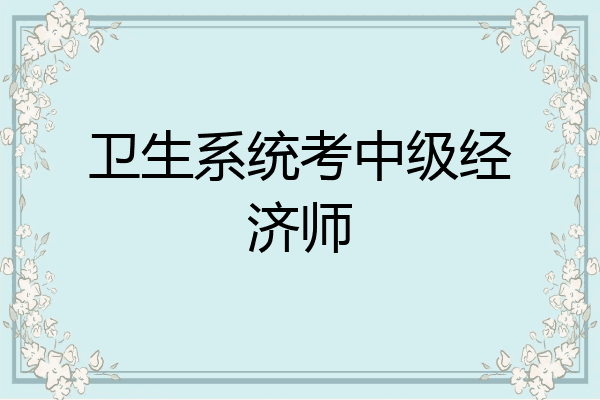 卫生系统考中级经济师