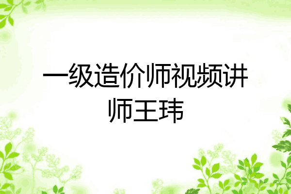 一级造价师视频讲师王玮