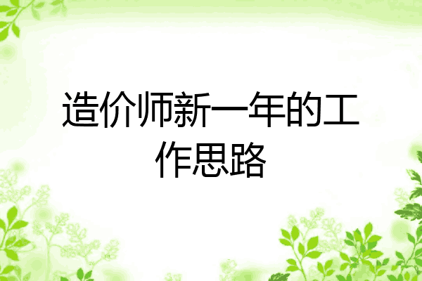 造价师新一年的工作思路